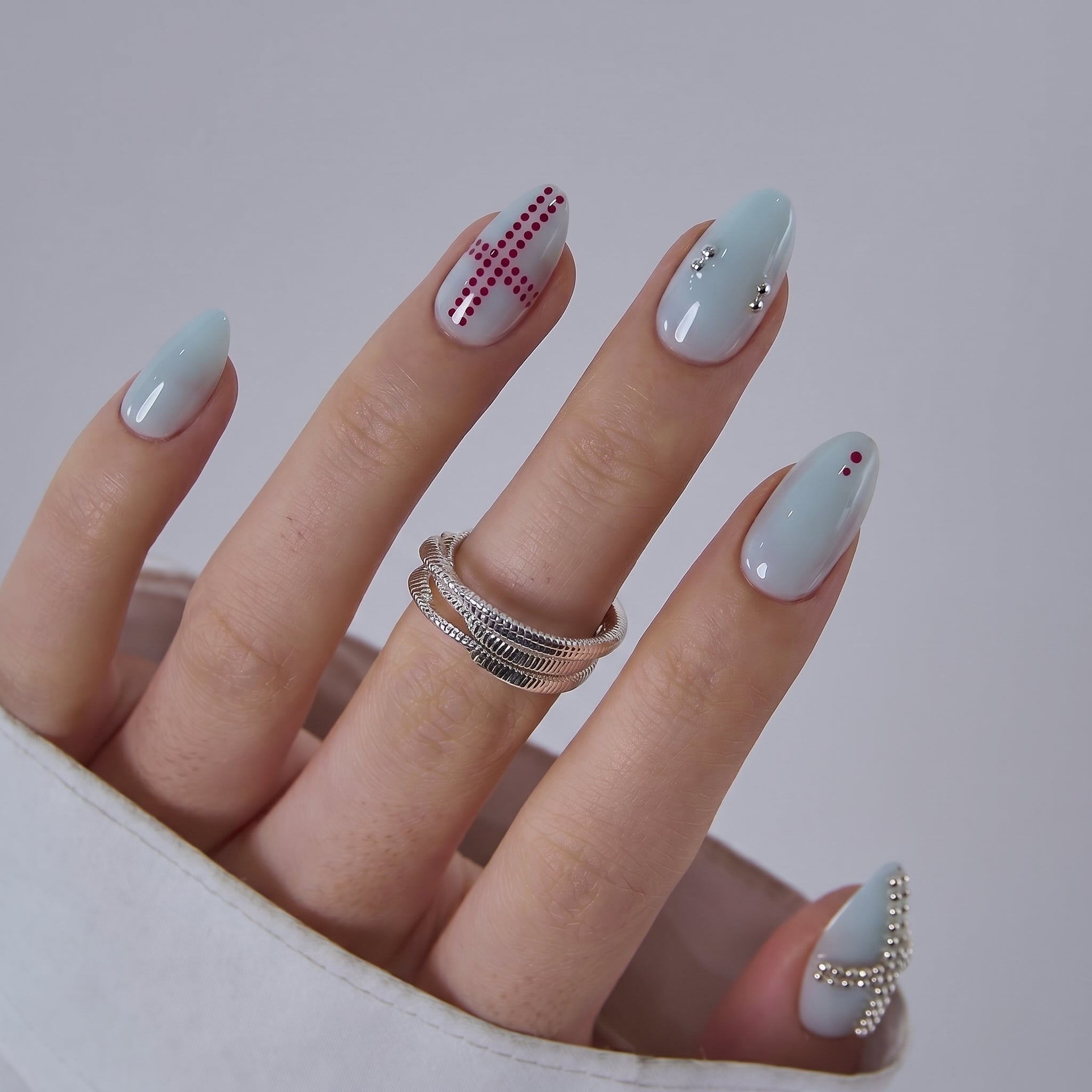 Crystal Breeze S Almond short almond press-on nails