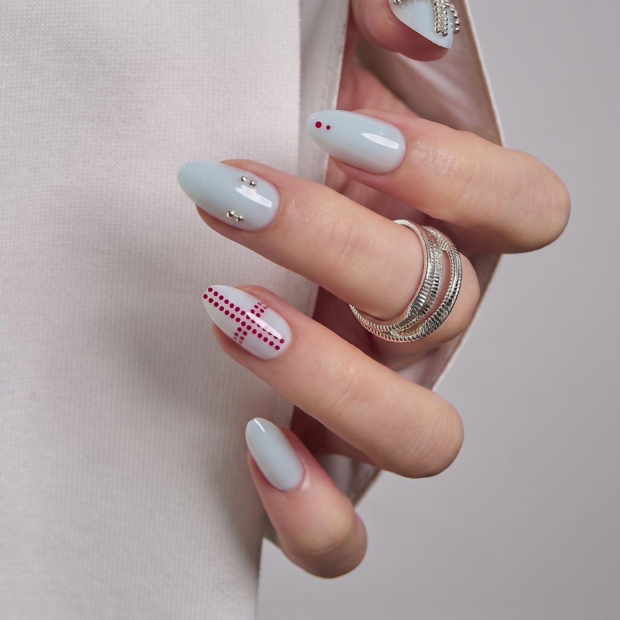 Crystal Breeze S Almond short almond press-on nails