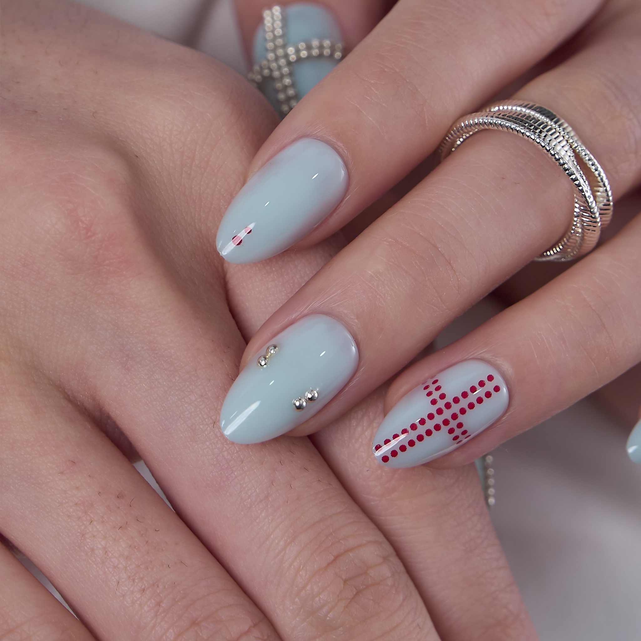 Crystal Breeze S Almond short almond press-on nails