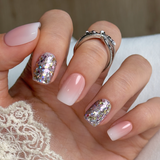Crystal Dust short squoval nail detail