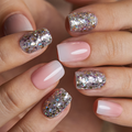 Crystal Dust short squoval press-on nails