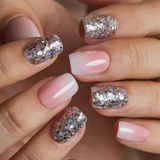 Crystal Dust short squoval press-on nails