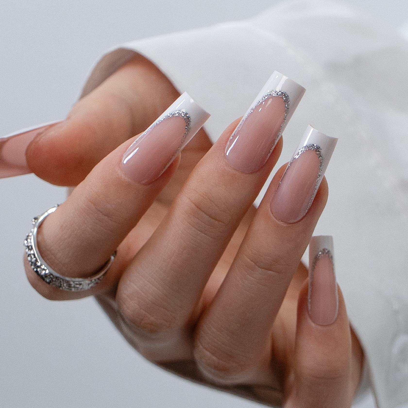 Designer s Pick | Crystal French L Square square press-on nails