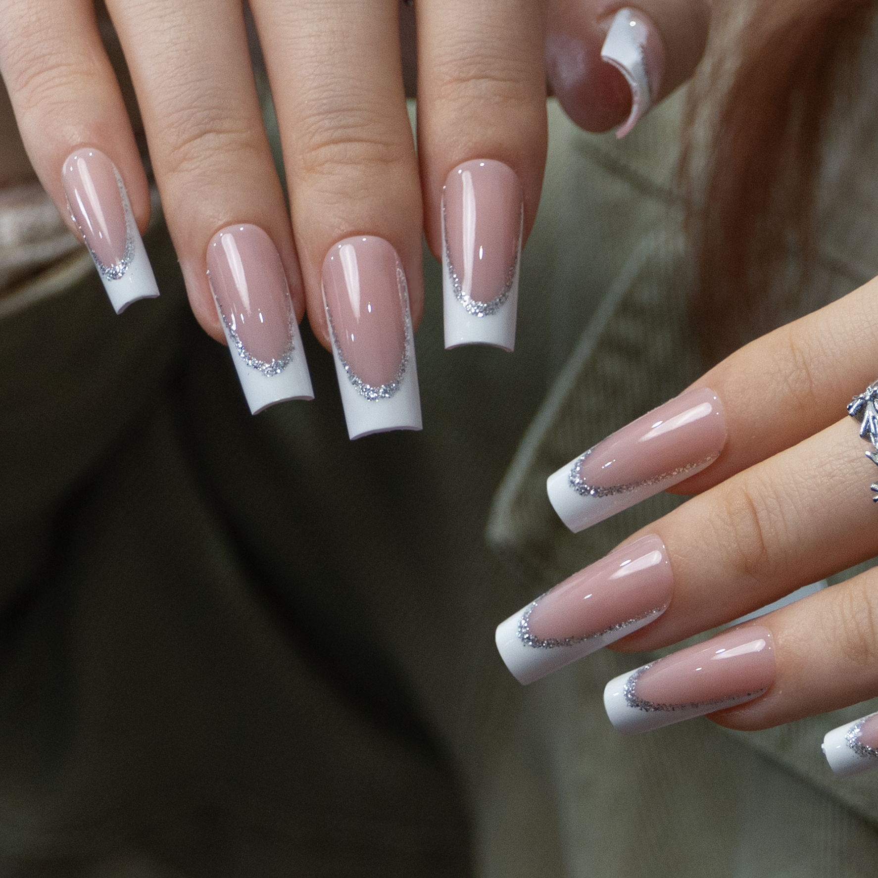 Designer s Pick | Crystal French L Square square press-on nails