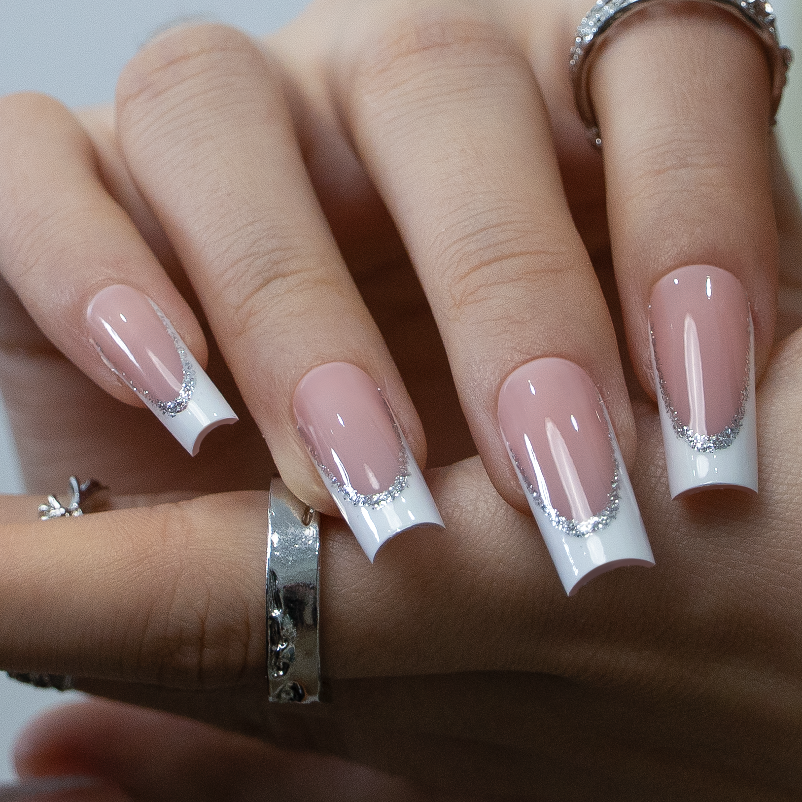 Designer s Pick | Crystal French L Square square press-on nails