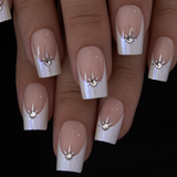 Crystal Halo medium square nail detail