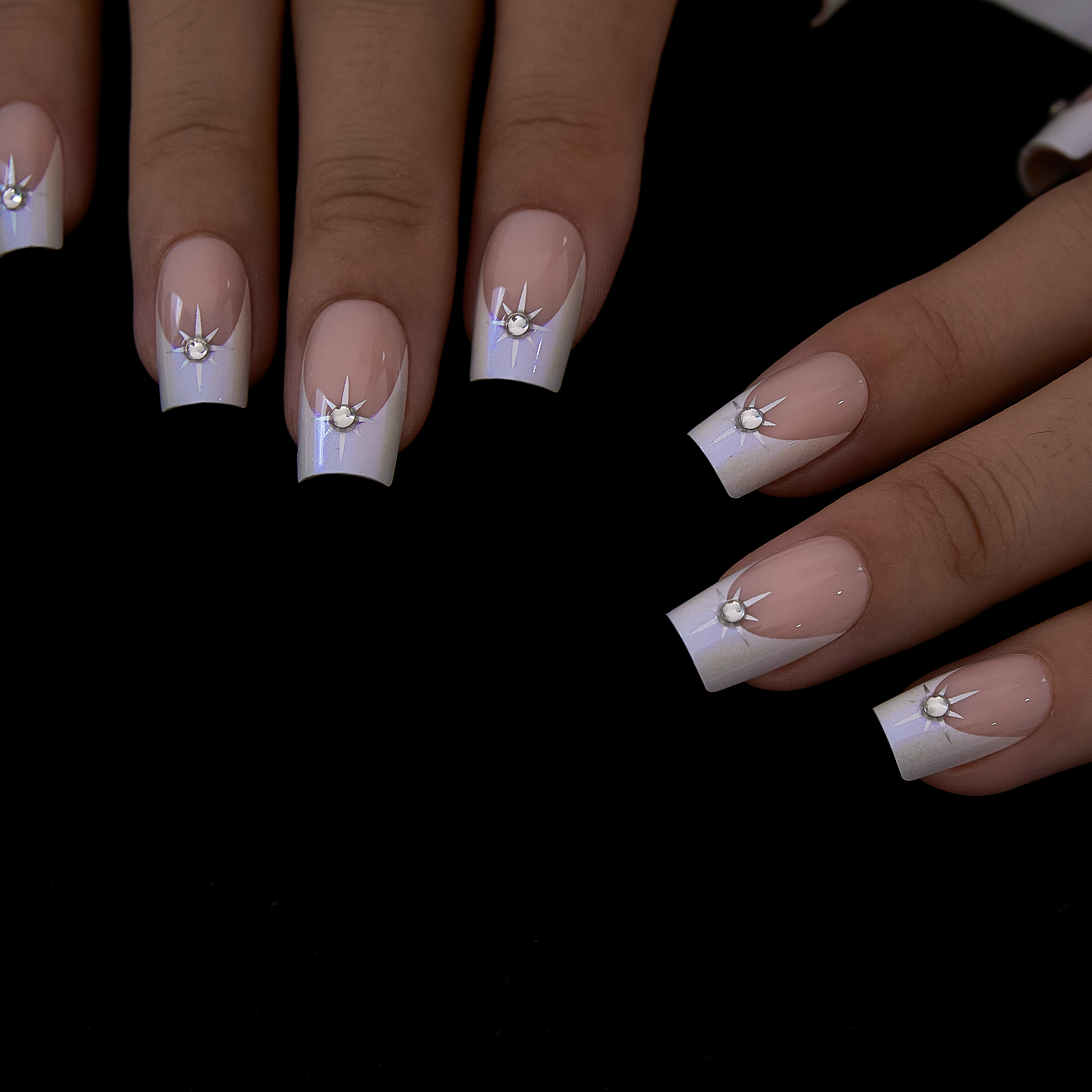 Crystal Halo medium square press-on nail set with accessories