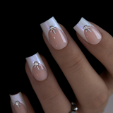 Crystal Halo medium square press-on nails from the side