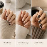 Black Oval Short press-on nails by Lirenail - detail view