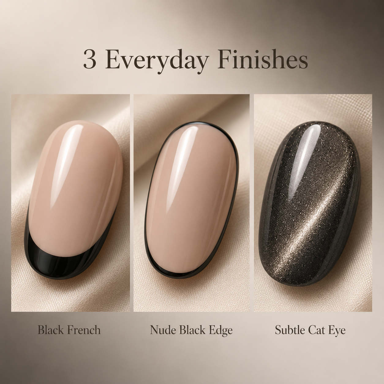 Black Oval Short press-on nails by Lirenail - wear effect
