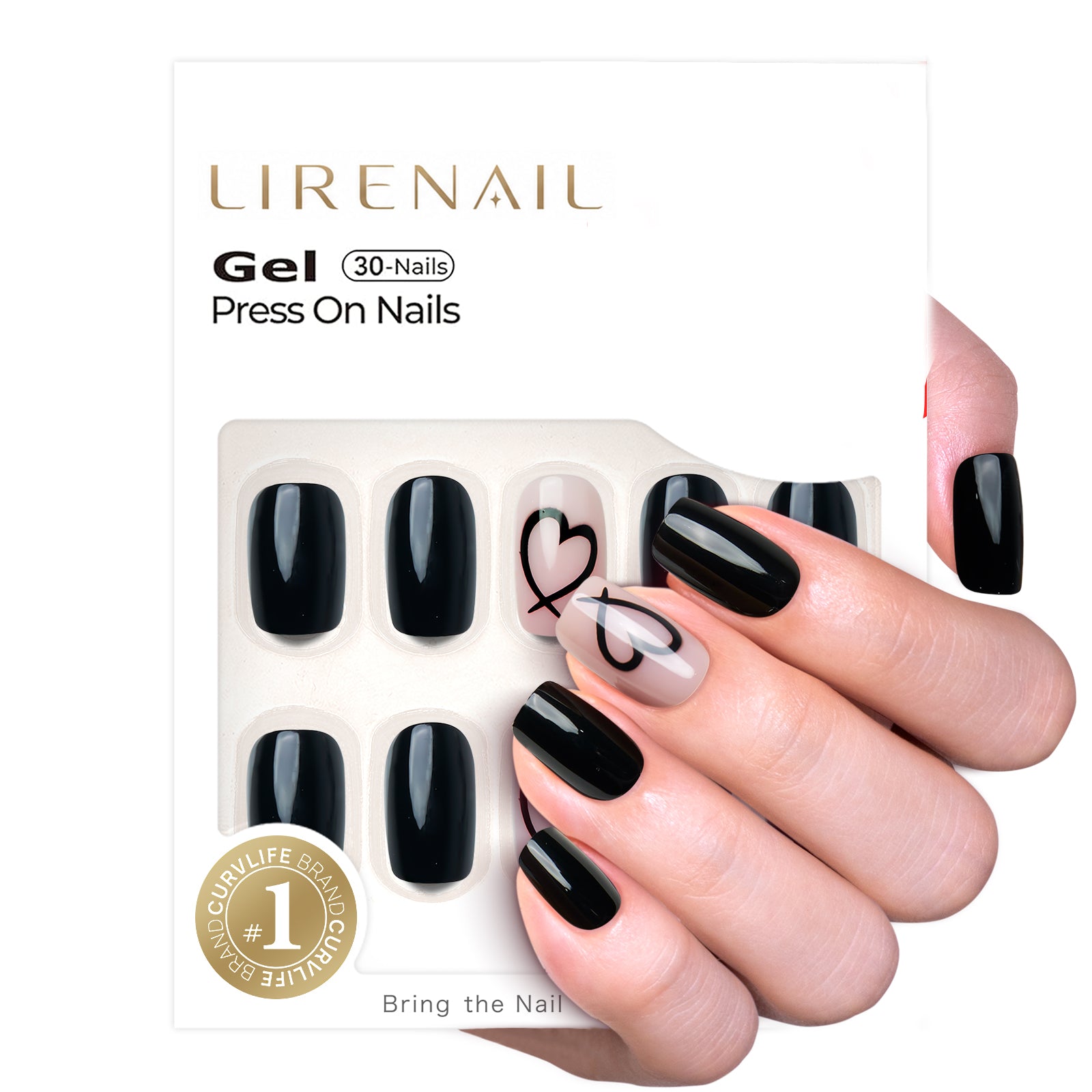 Dark Kiss medium squoval press-on nails product view