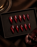 Red Almond Short press-on nails by Lirenail - package