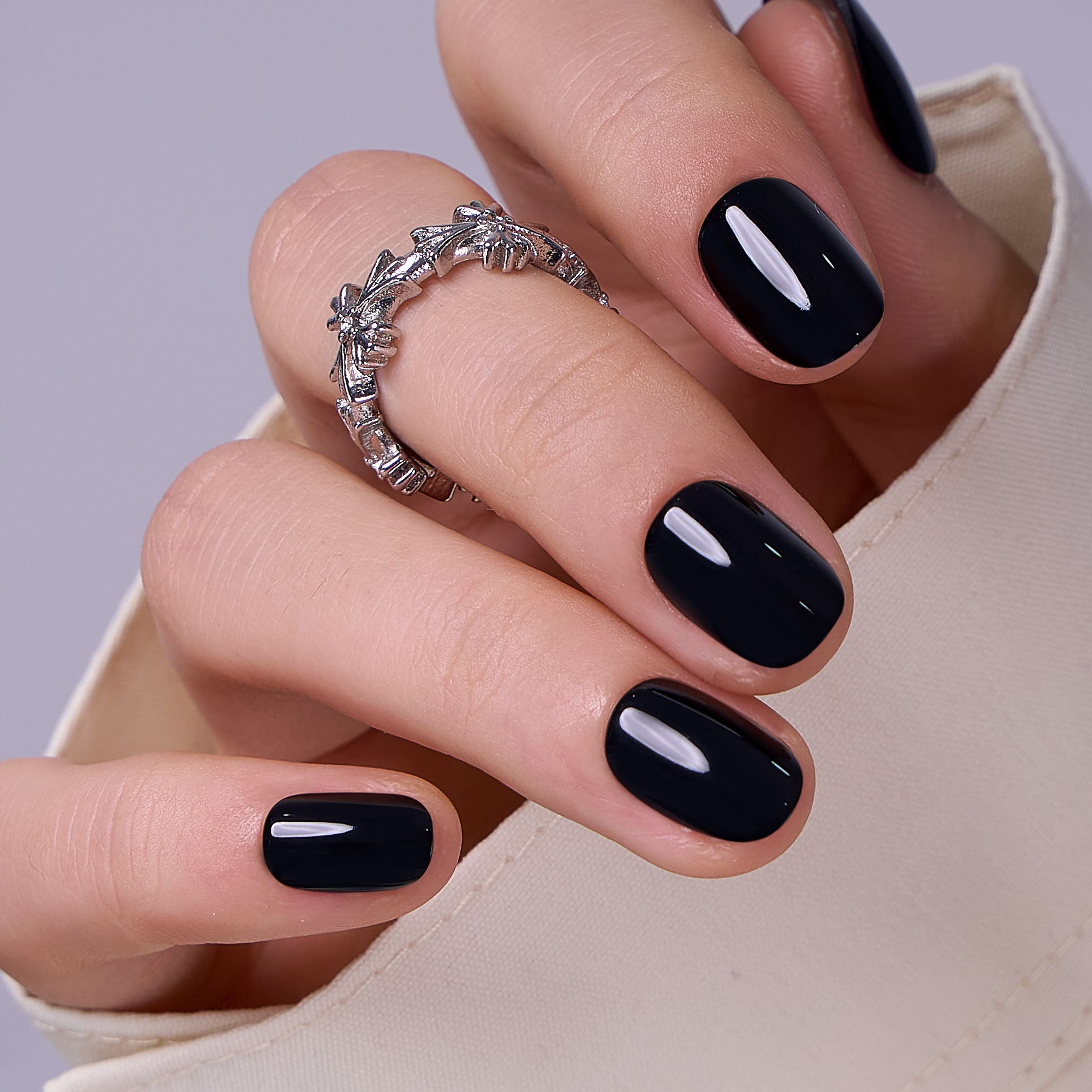 Dark Silky Shine Rs squoval press-on nails