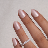 Delicate Glow short oval press-on nails from the side
