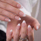Designer s Pick | Floral Tip S Almond short almond press-on nails