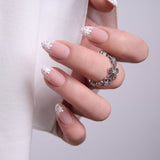 Designer s Pick | Floral Tip S Almond short almond press-on nails