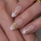 Designer s Pick | Golden Ribbon M Almond short almond press-on nails