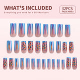 Designer S Pick Laser Leopard long square press-on nail size guide