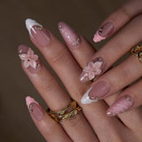 Designer s Pick | Petal Bloom M Almond short almond press-on nails