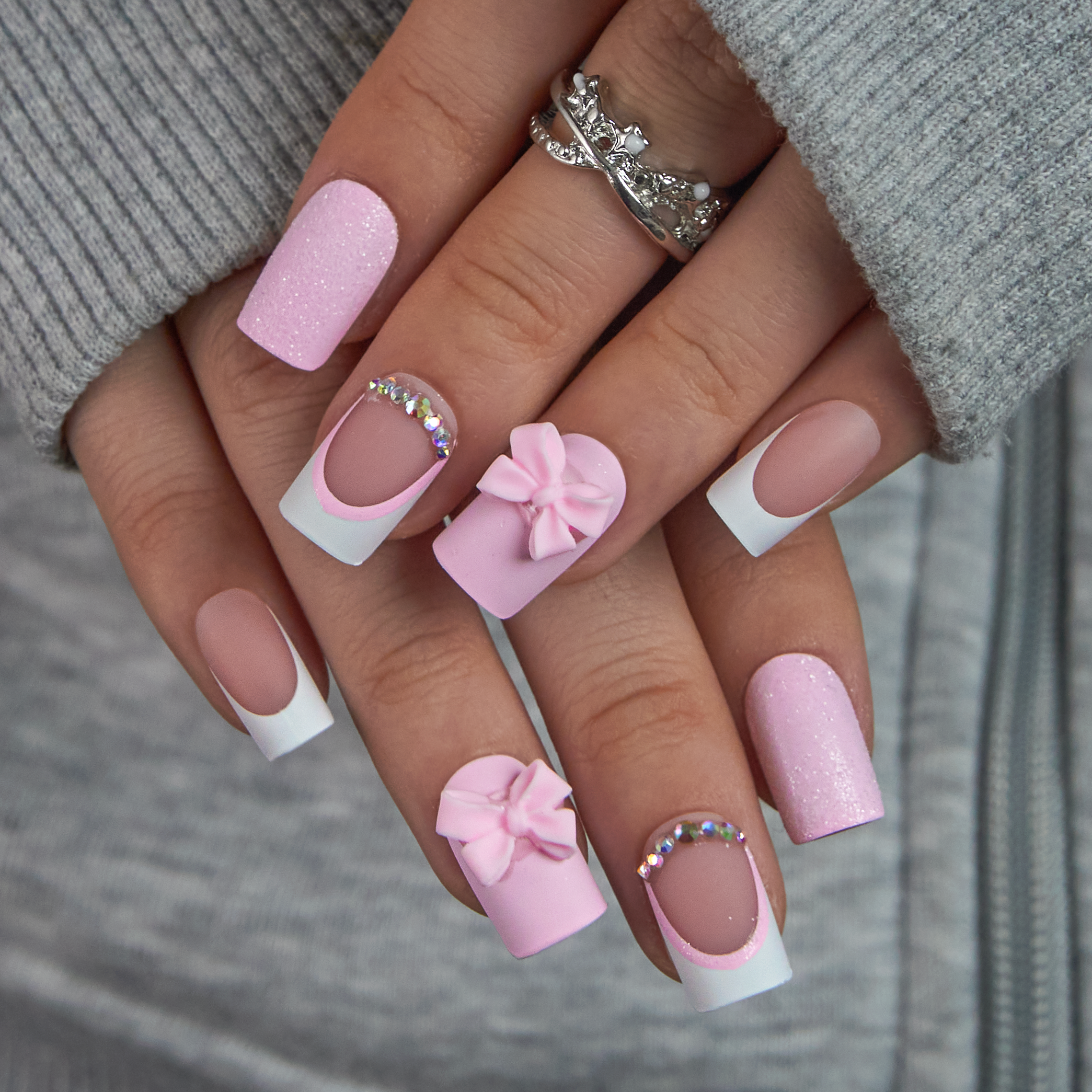 Designer S Pick Pink Fairy medium squoval nail detail