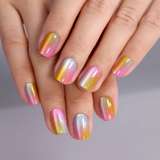 Designer S Pick Rainbow Glow short squoval nail detail