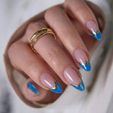Designer s Pick | Sapphire Flame M Almond short almond press-on nails