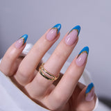 Designer s Pick | Sapphire Flame M Almond short almond press-on nails