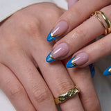 Designer s Pick | Sapphire Flame M Almond short almond press-on nails