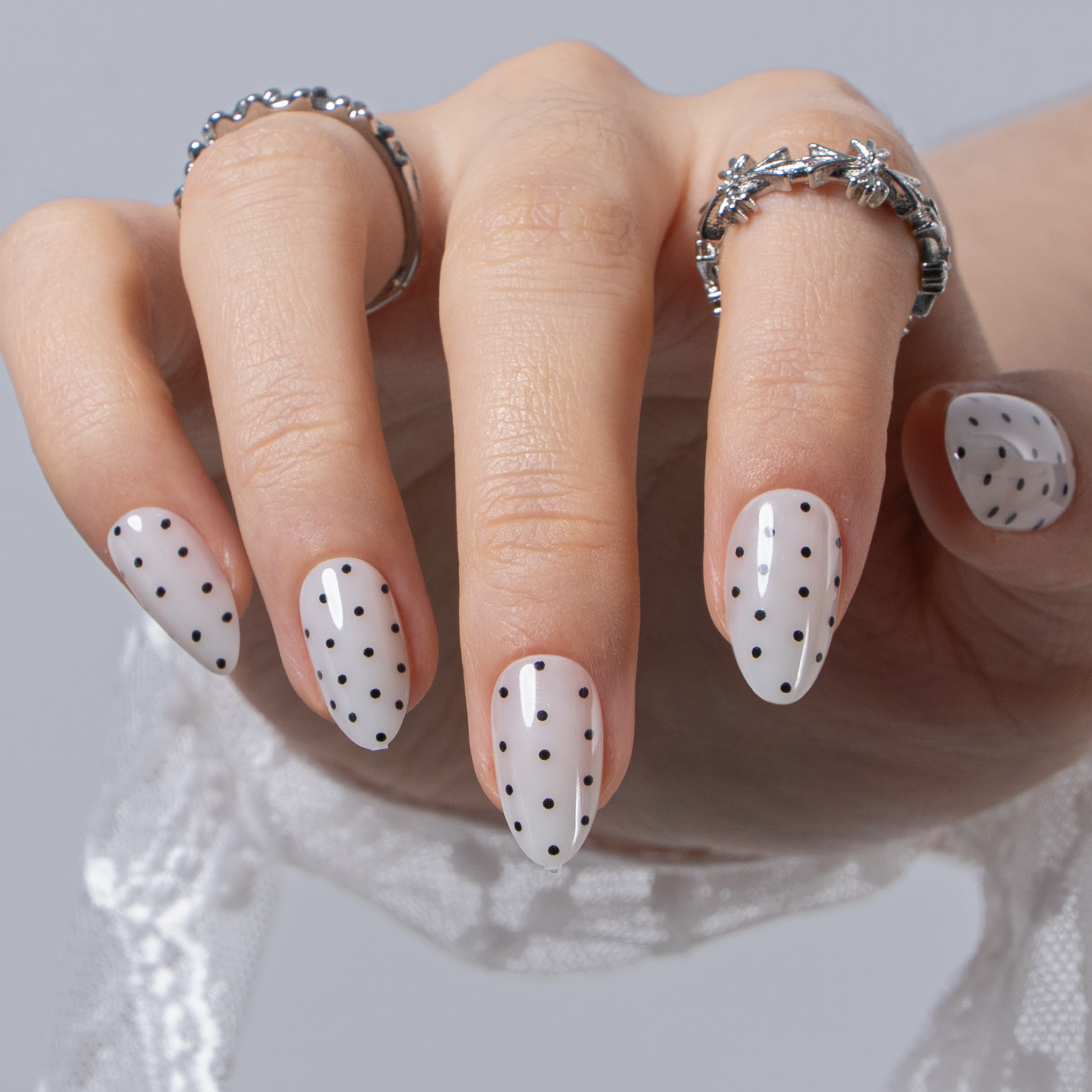 Dot Affair S Almond almond press-on nails