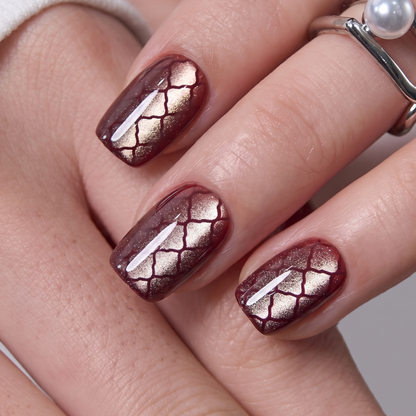 Dragon Ruby - S Squoval short squoval press-on nails