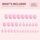 Dusky Pink squoval Toenails press-on nail set with accessories