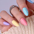 Egg Bloom short almond press-on nails