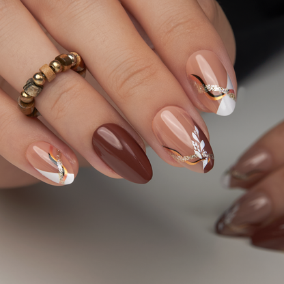 Elegant Flow short almond press-on nails from the side