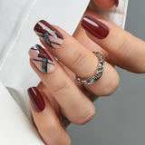 Elegant Lady Red medium squoval press-on nails