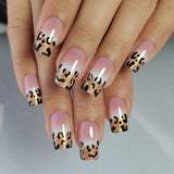 Elegant Leopard medium square nail detail