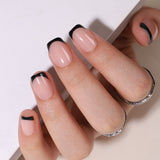 Elegant Noir short squoval nail detail