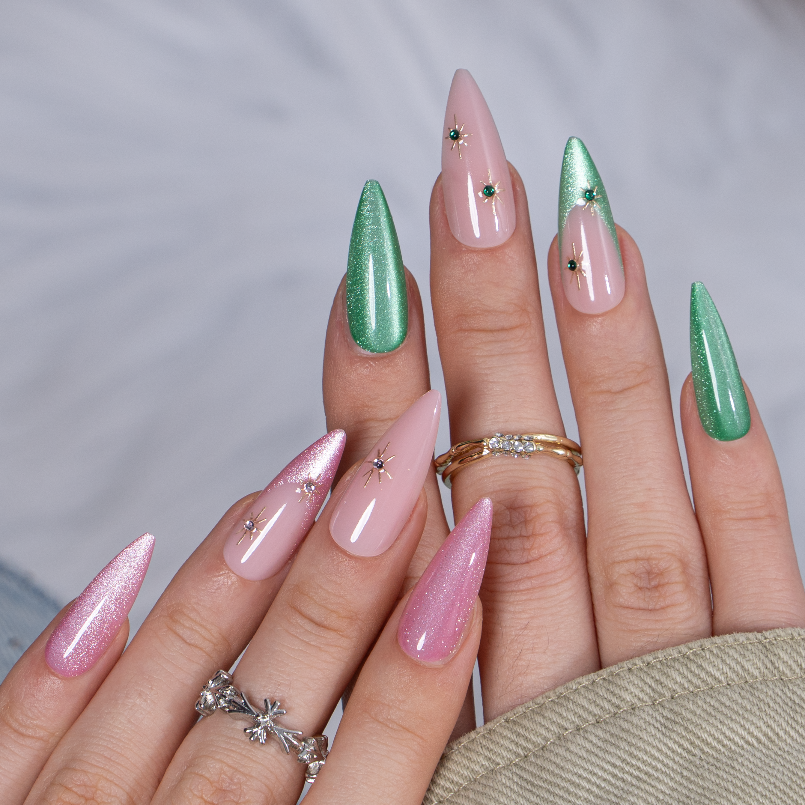 Designer s Pick | Enchanted Duo L Stiletto stiletto press-on nails
