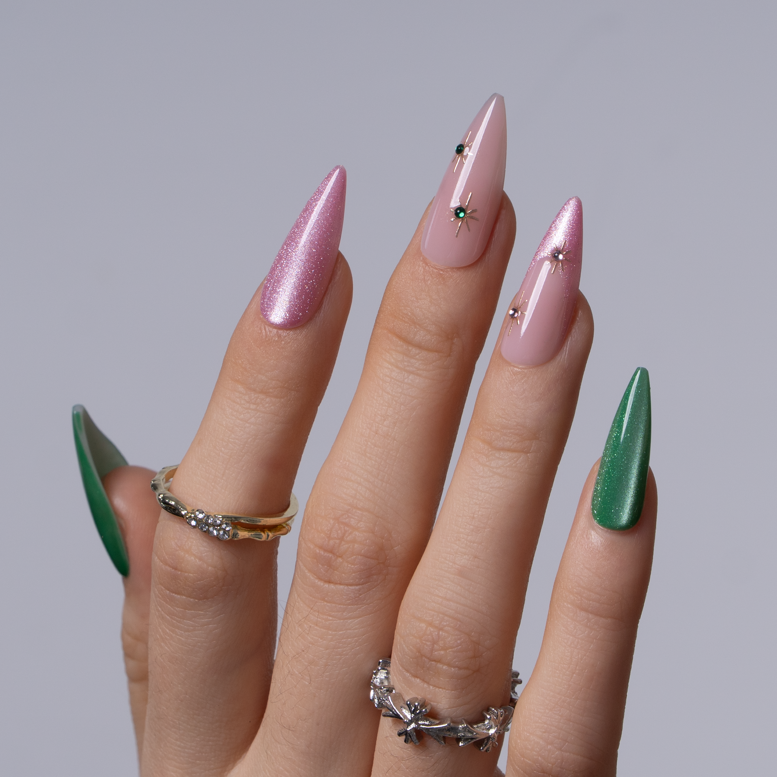 Designer s Pick | Enchanted Duo L Stiletto stiletto press-on nails