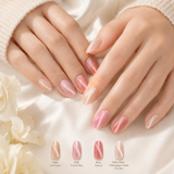 Red Almond press-on nails by Lirenail - detail view