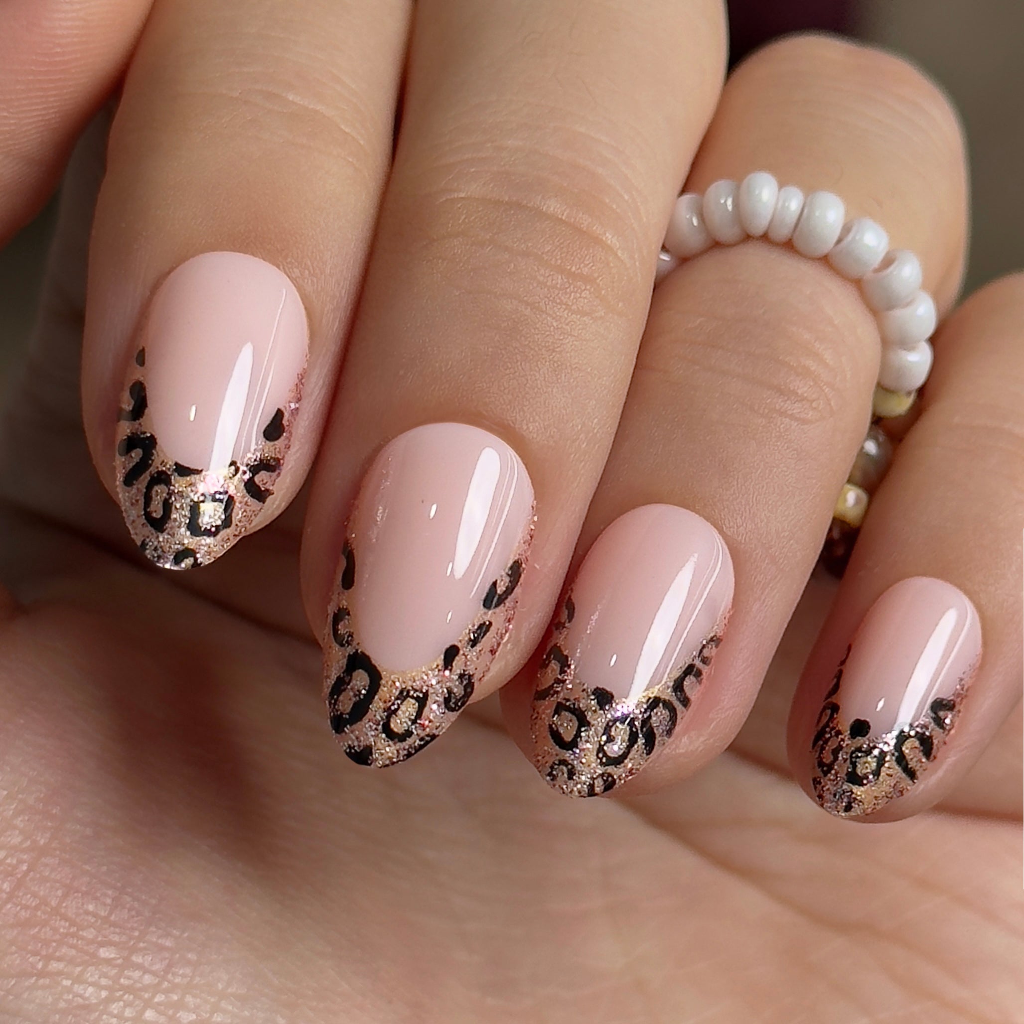 Fierce French short almond nail detail