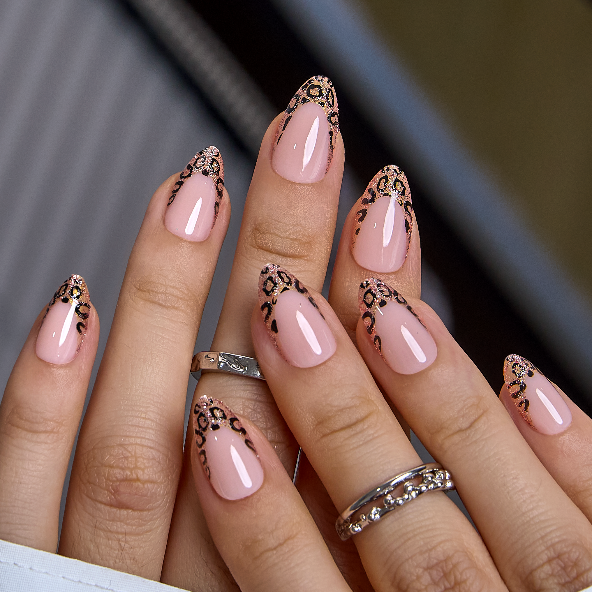 Fierce French short almond press-on nails worn on a hand