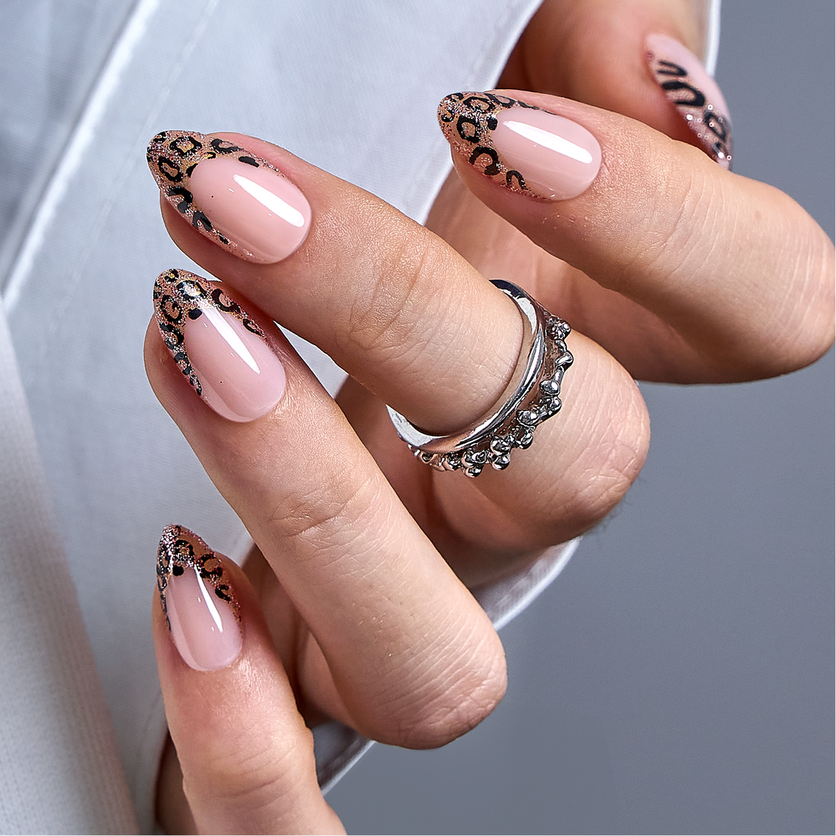 Fierce French short almond press-on nails