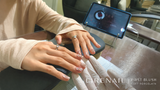 First Blush short squoval nails in a salon setting