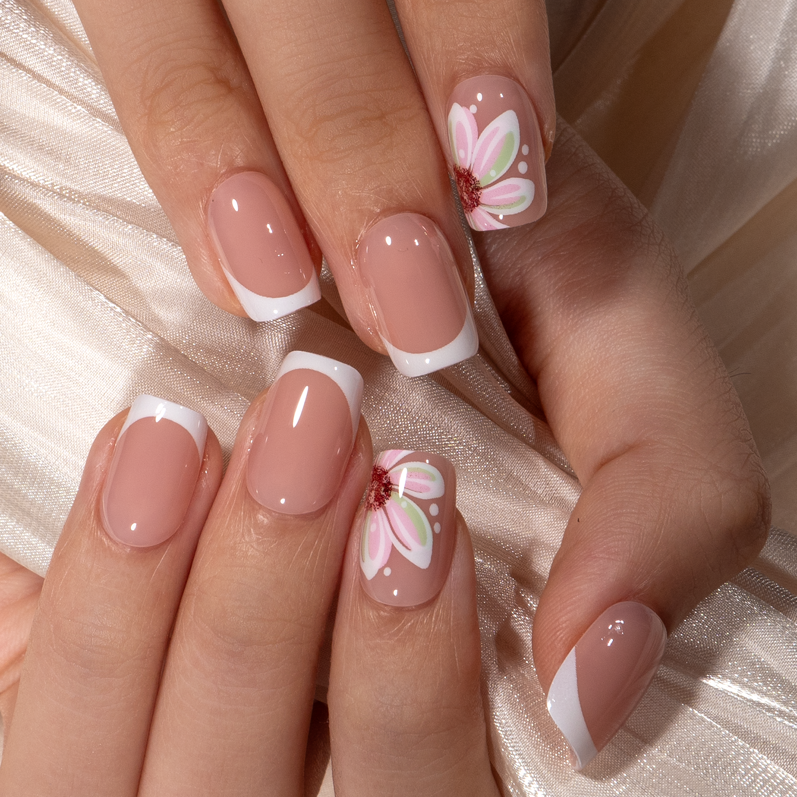 Floral Bliss short squoval press-on nail set with accessories
