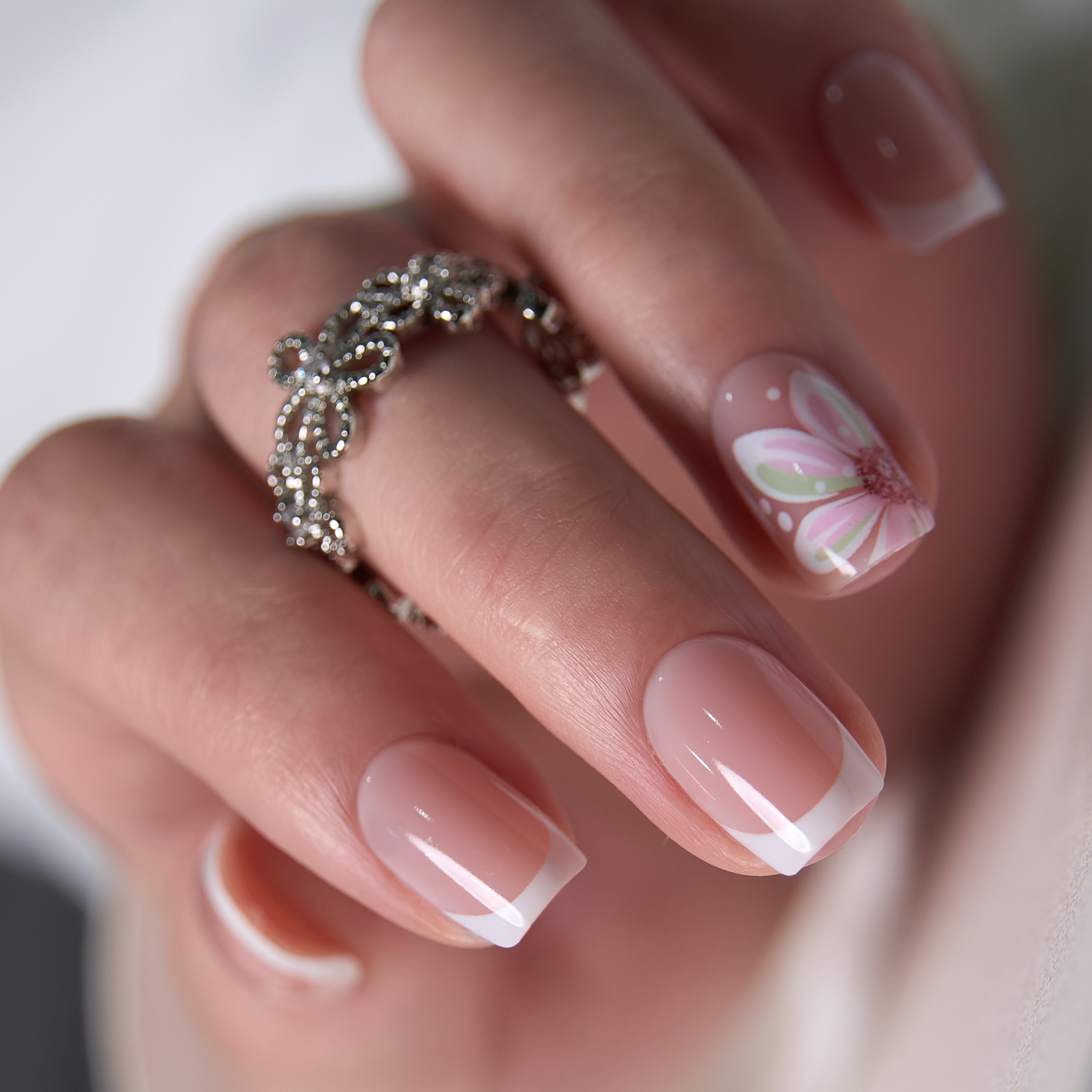 Floral Bliss short squoval press-on nails