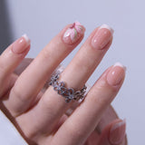 Floral Bliss short squoval press-on nails from the side