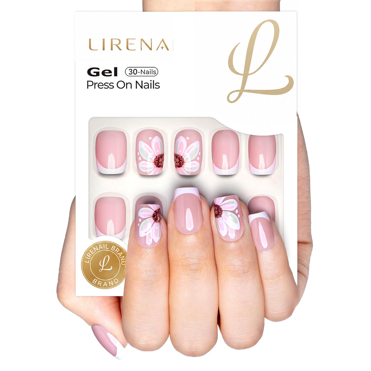 Floral Bliss short squoval soft gel press-on nails