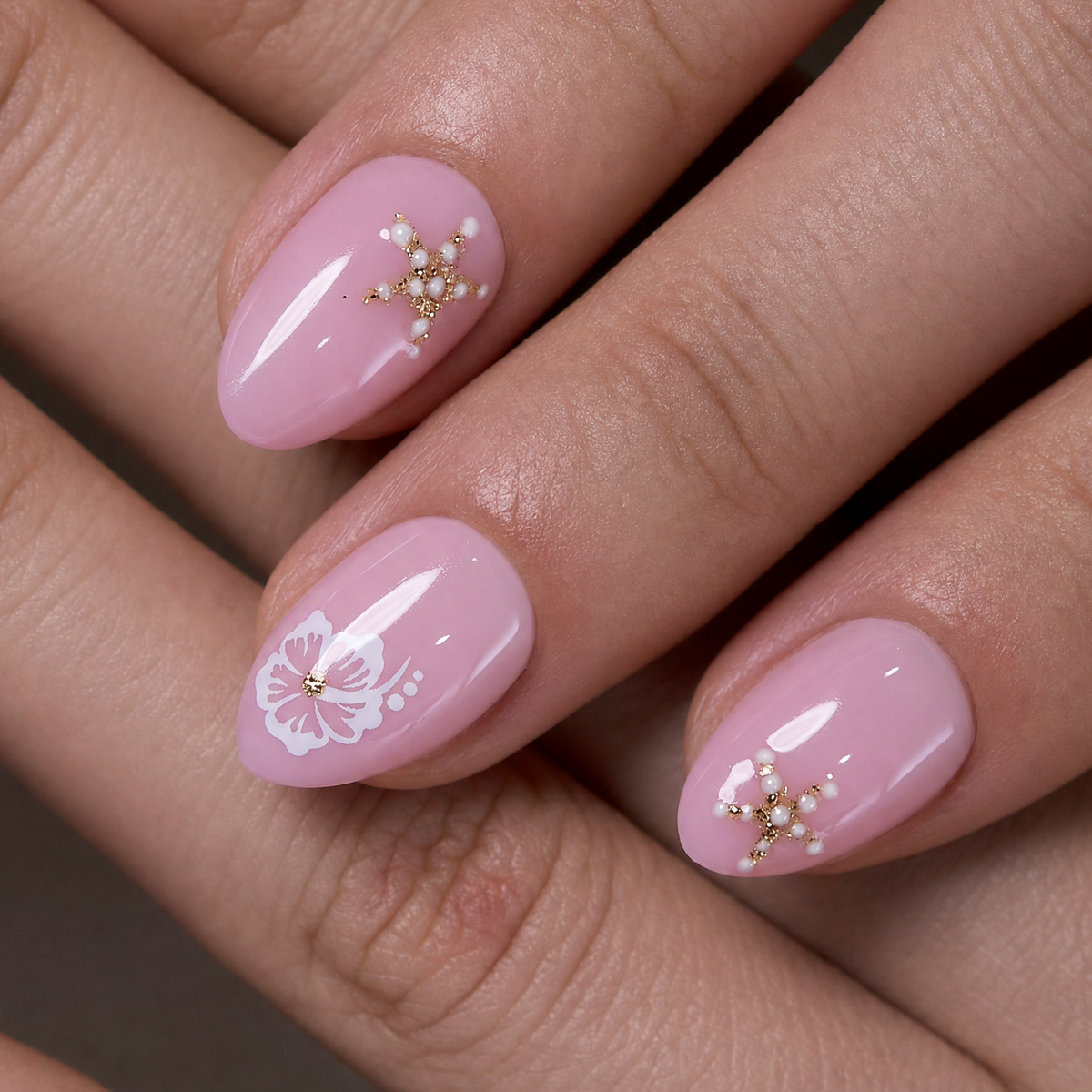 Floral Breeze RS Almond almond press-on nails