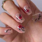 Floral Gilt medium squoval press-on nails