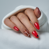 Football Game short almond press-on nails from the side